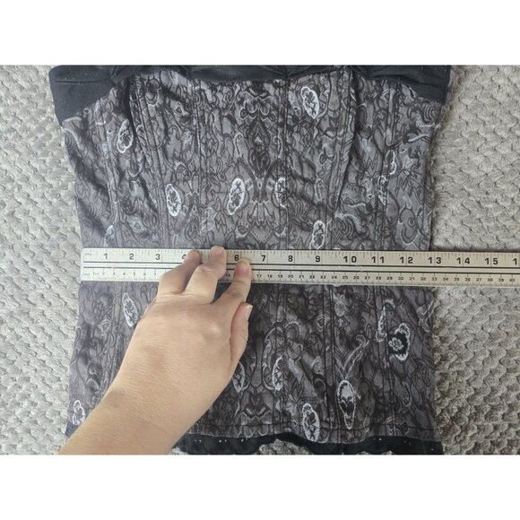 Tripp NYC Corset Top Small Black Gray Sugar Skull Lace-Up Goth Emo Y2K - Picture 5 of 11